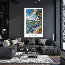 Honduras Coastal Serenity Watercolor Travel Poster PosterGoat