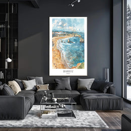 Biarritz Beach Serenity: Vintage Travel Poster PosterGoat