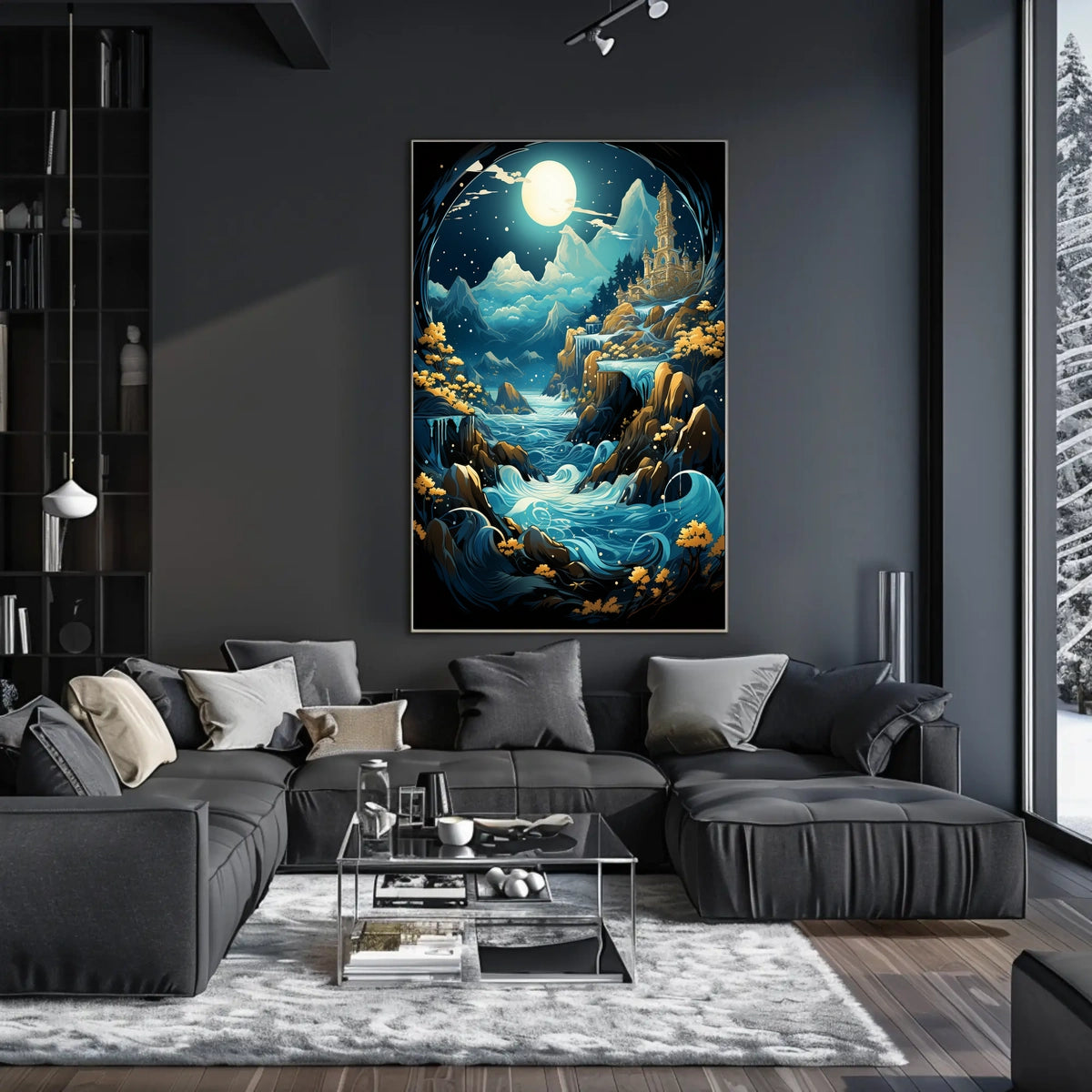 Mystical Moonlit Landscape Fantasy Art Poster