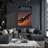 Boeing YB-40 WWII Bomber Vintage Art Poster