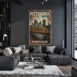 Pittsburgh Skyline Cityscape Photography Realism Urban Life Iconic Steel City Heritage Poster