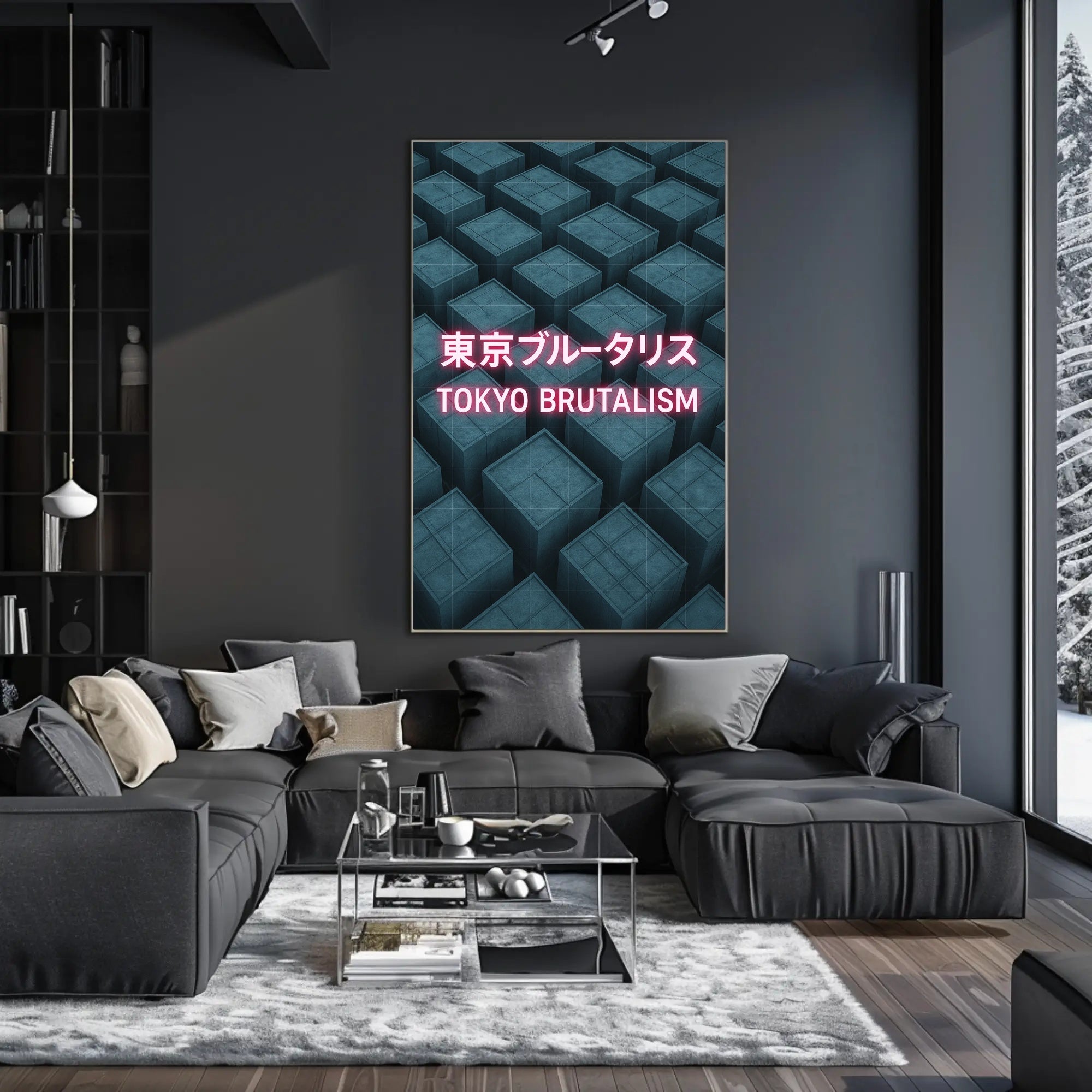 Tokyo Brutalism Urban Geometric Design Poster