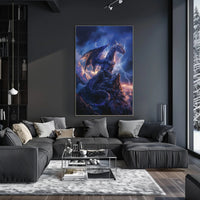 Majestic Blue Dragon Photorealistic Fantasy or Mythology Poster PosterGoat