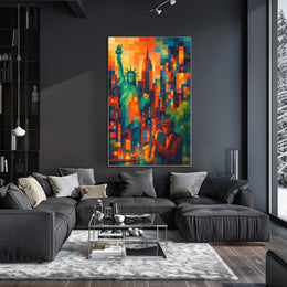 New York City Jazz Poster Abstract Vibrant Wall Art