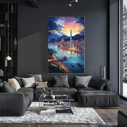 Vibrant Metropolis Skyline Art Print Travel Poster