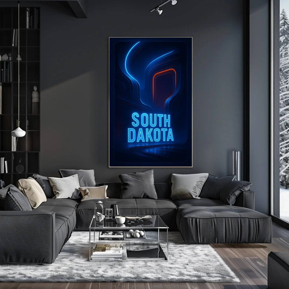 South Dakota Neon Vibes Poster