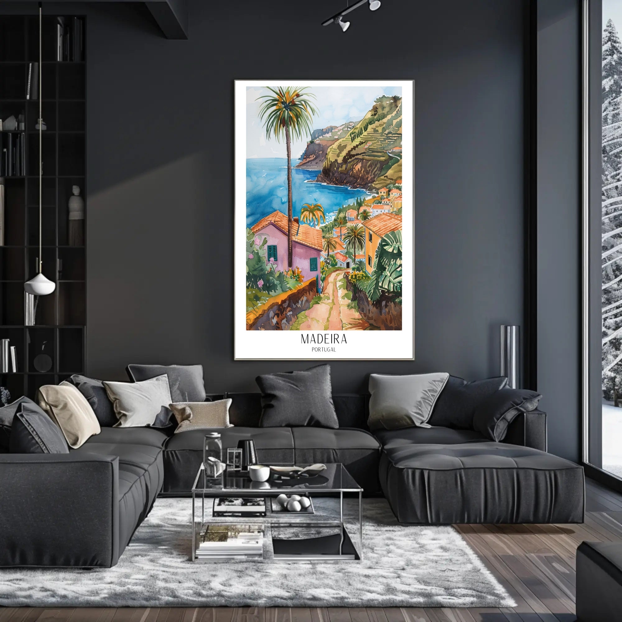 Madeira Coastal Landscape in Watercolor Travel Poster PosterGoat