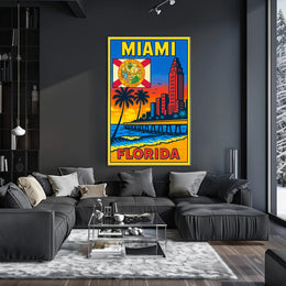 Miami, Florida Vibrant Cityscape Poster PosterGoat