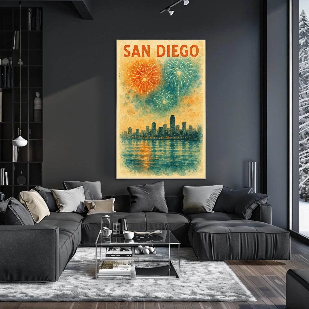 San Diego Skyline Celebration Poster