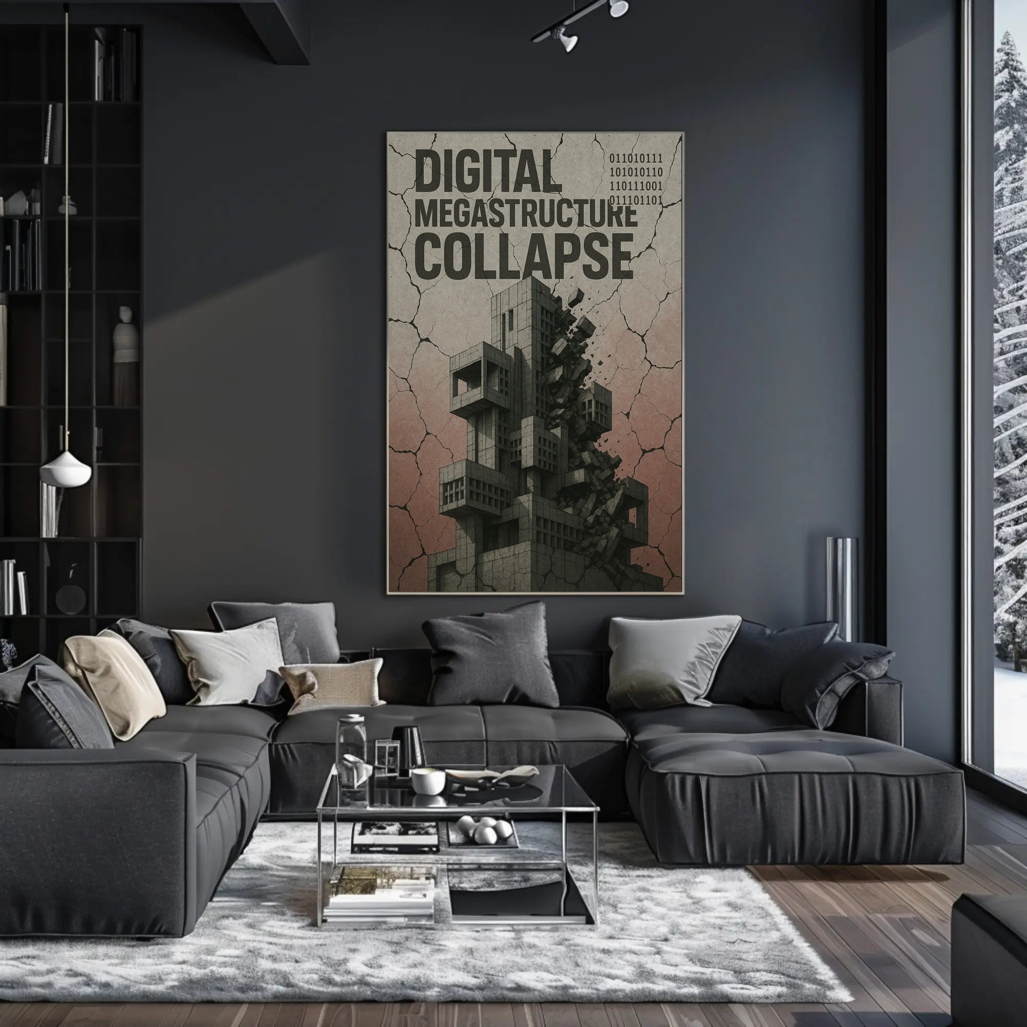 Digital Megastructure Collapse Futuristic Sci-Fi Poster