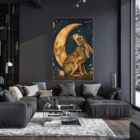 Moonlit Hare Fantasy: Whimsical Animal Nighttime Poster