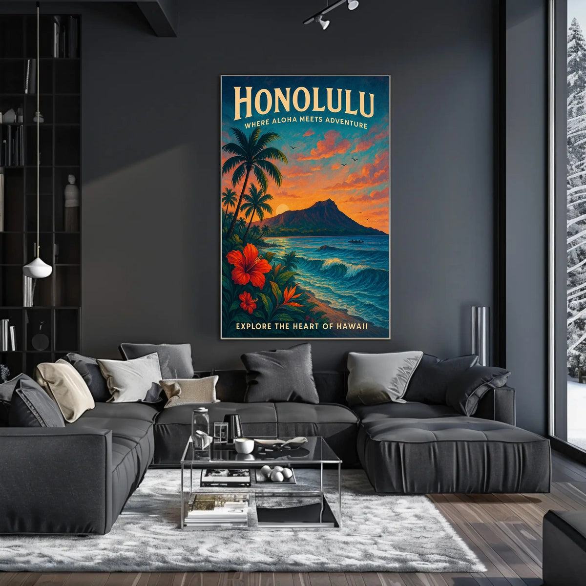 Honolulu Adventure Vintage Travel Poster Art Print