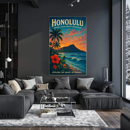 Honolulu Adventure Vintage Travel Poster Art Print