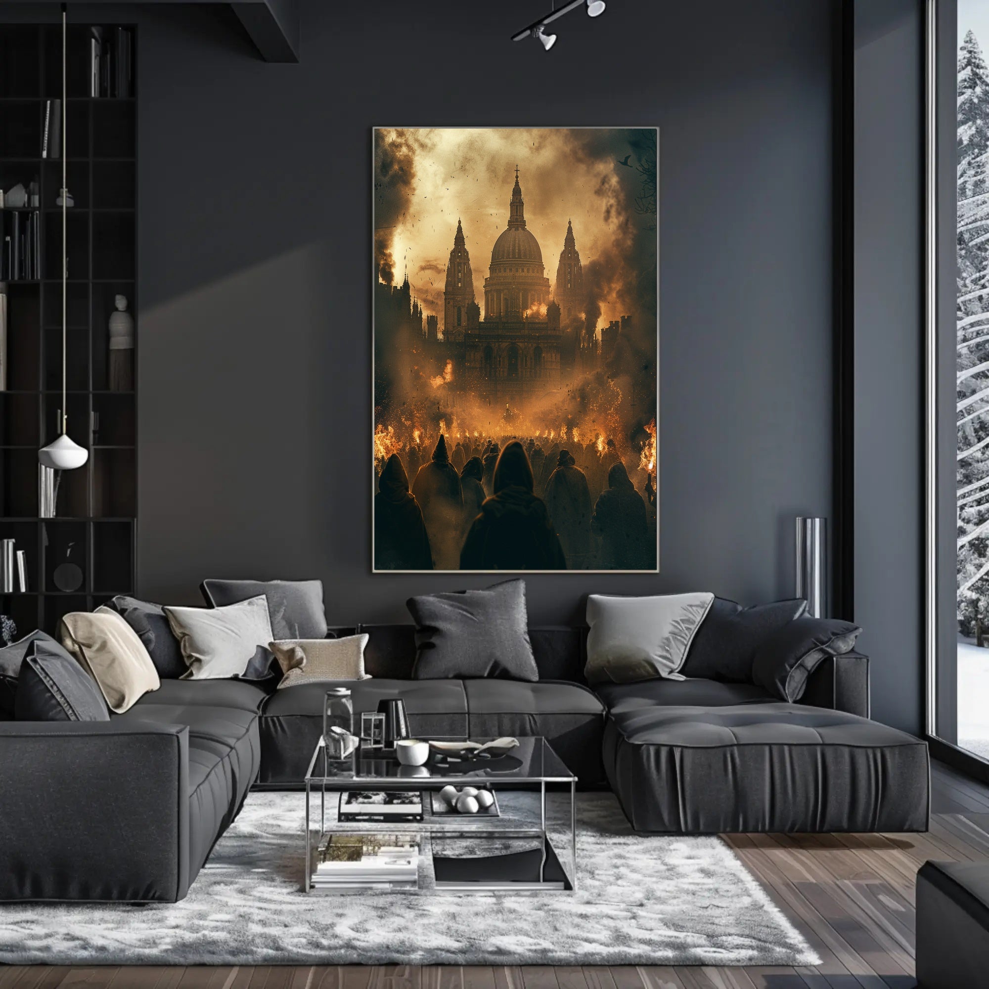 Futuristic Dystopian Cityscape Poster: Surreal Sci-Fi Art PosterGoat