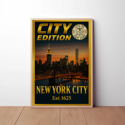 New York City Skyline City Edition Travel Poster