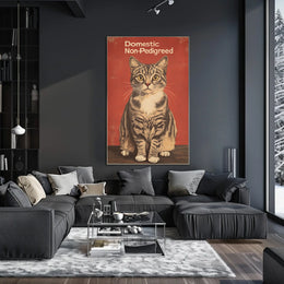 Domestic Non Pedigreed Cat Portrait Realistic Style Poster
