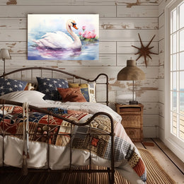 Serene Swan in Watercolor Poster PosterGoat