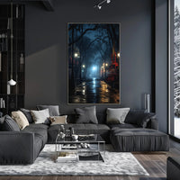 Moody Night Street Scene Art Poster
