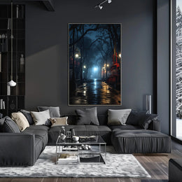 Moody Night Street Scene Art Poster