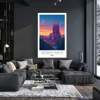 Sagrada Familia Twilight Travel Art Poster