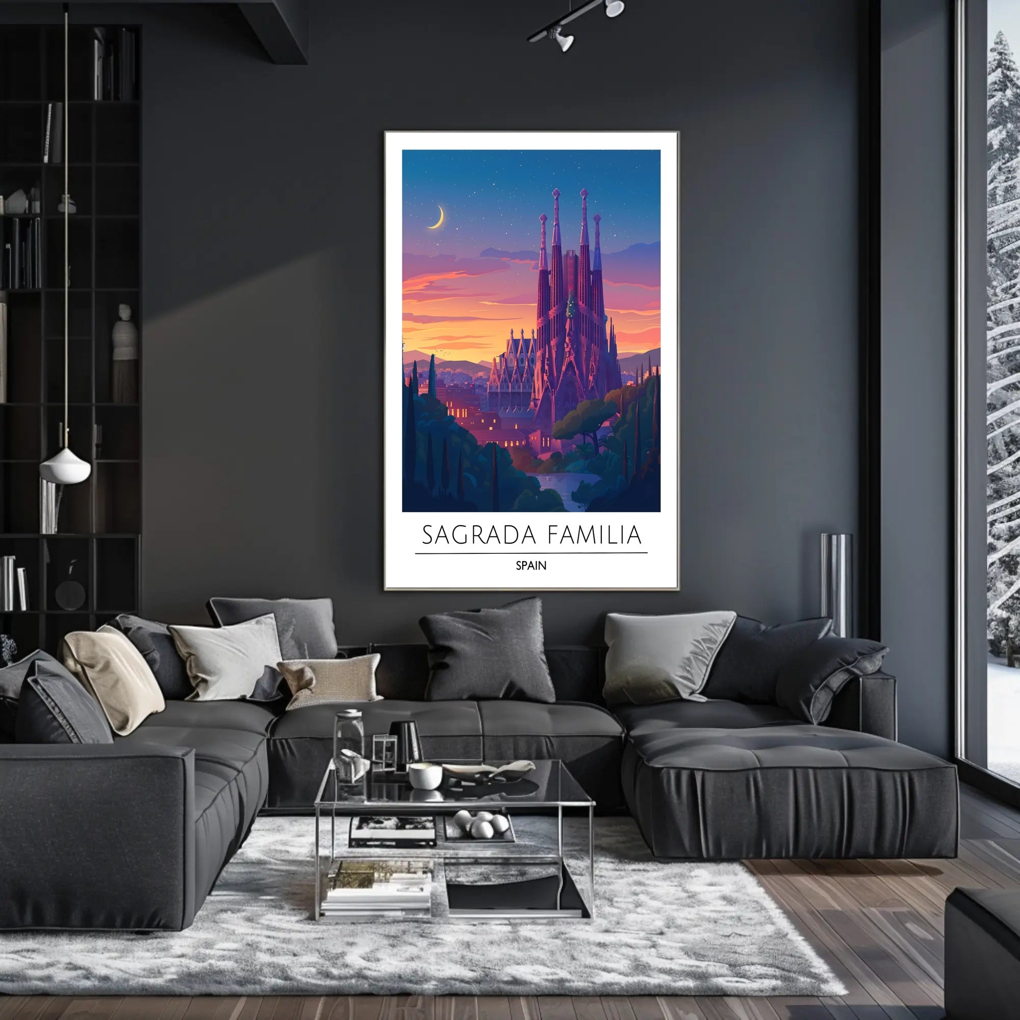Sagrada Familia Twilight Travel Art Poster