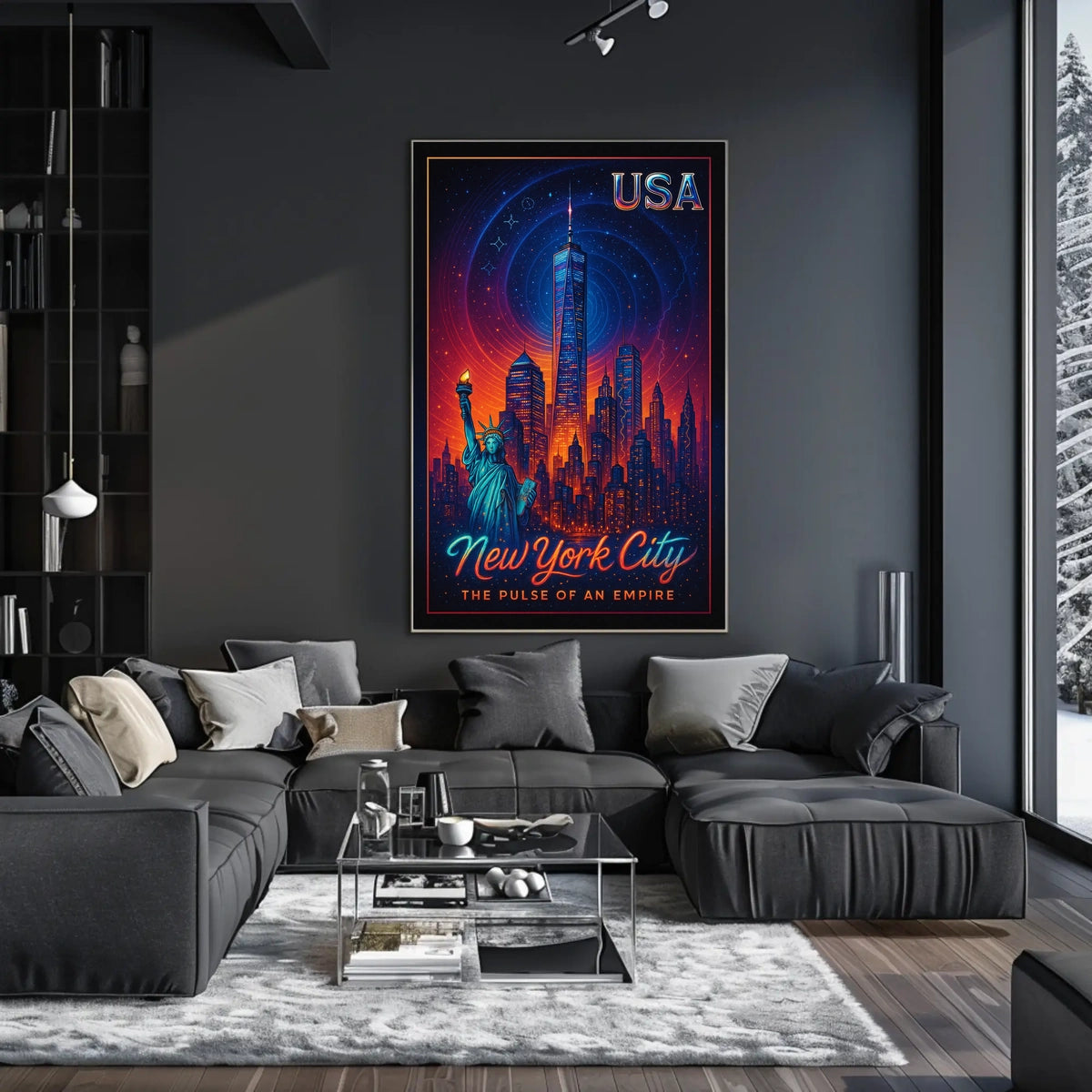 New York City Skyline Retro-Futuristic Poster Art