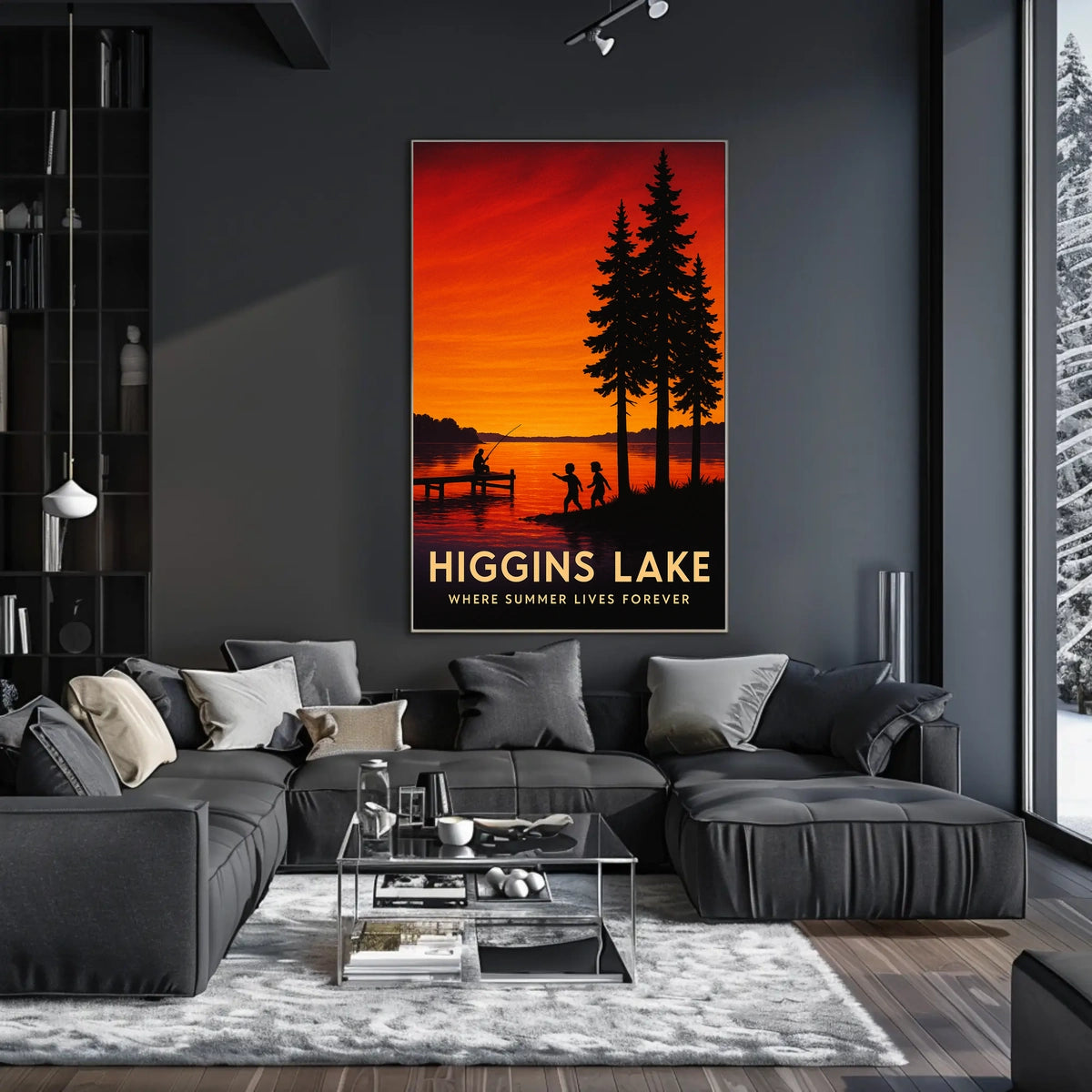 Lakeside Serenity Serene Sunset Fishing Poster
