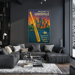 Welcome To Louisville Scenic Cityscape Art Inspiration Decor Lovers Wanderlust Souls Wall Art Poster