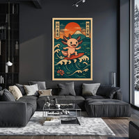 Surfing Axolotl Adventure Poster PosterGoat
