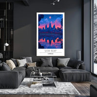 Angkor Wat Twilight Scene: Siem Reap Travel Poster