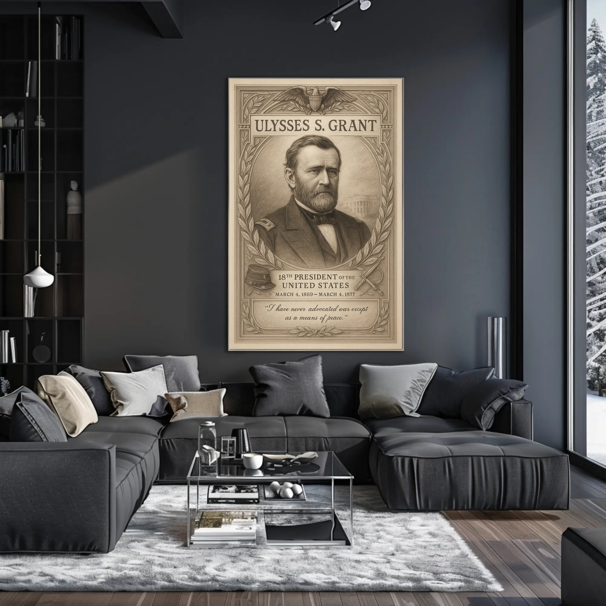 Ulysses S Grant 18th President Sketch Poster Art Print PosterGoat