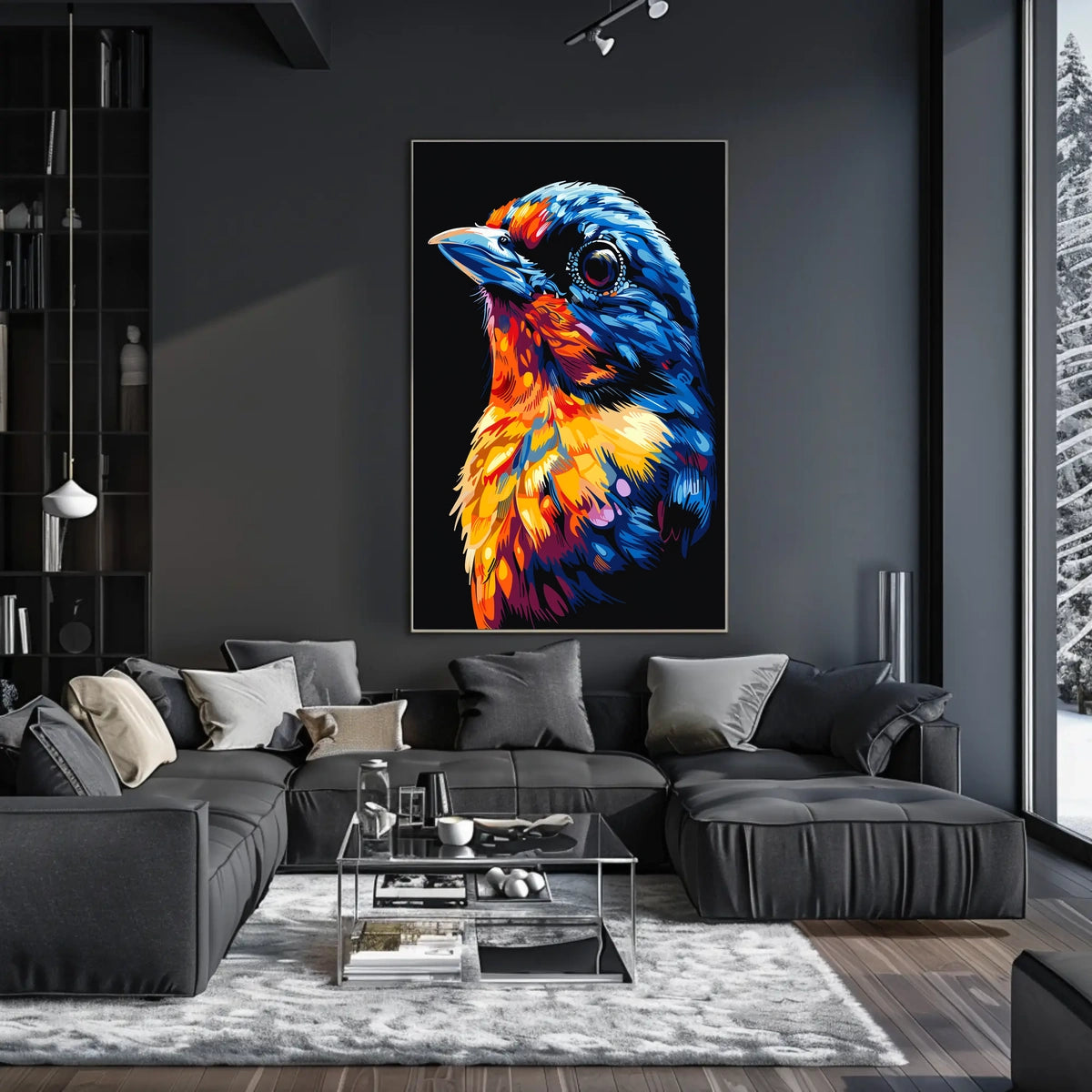 Vibrant Modern Bird Art Poster for Nature Lovers