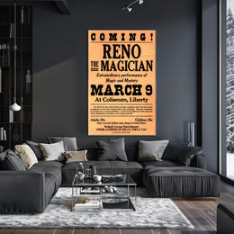 Vintage Magic Show Poster: Reno Performance Historical Poster