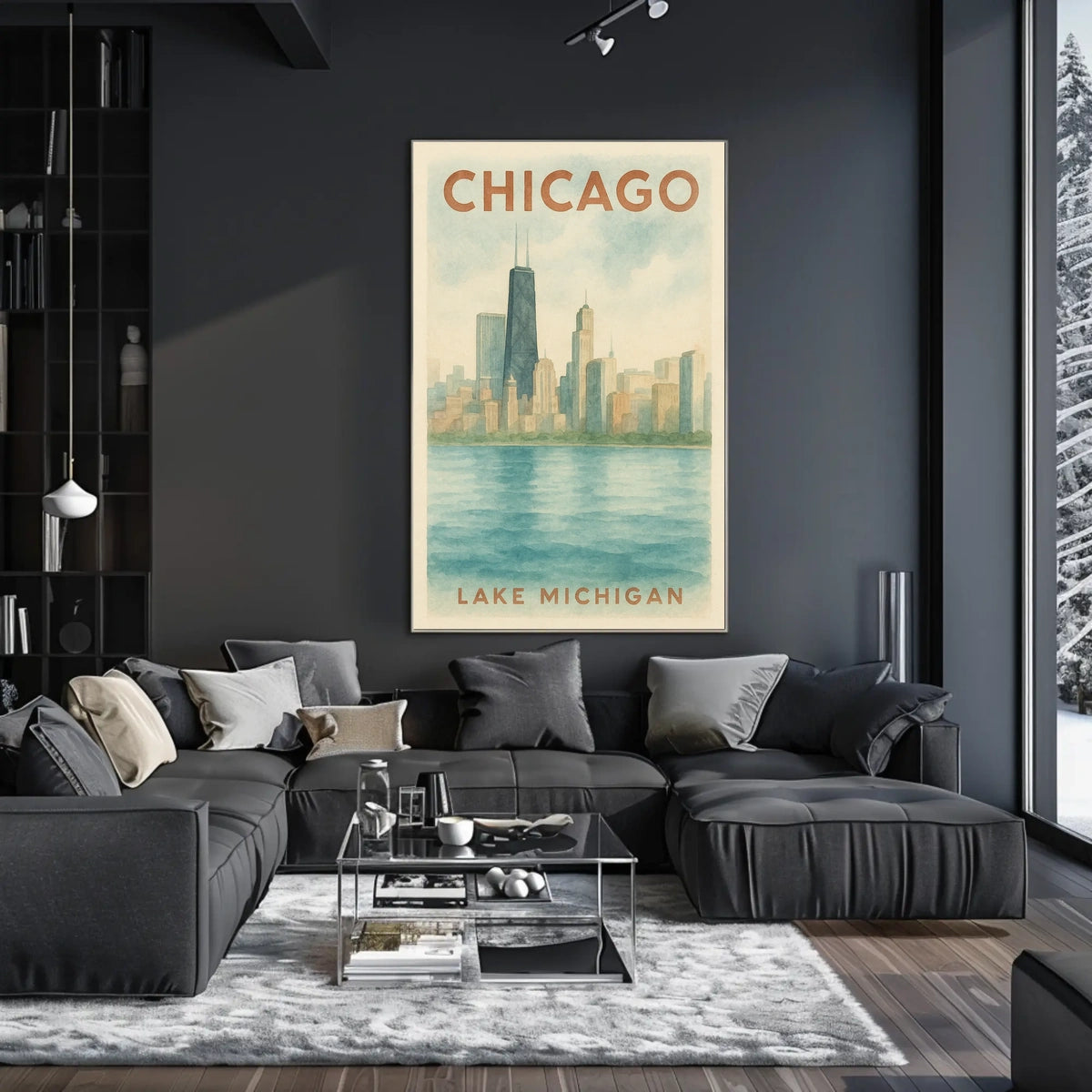 Chicago Skyline Lake Michigan Poster