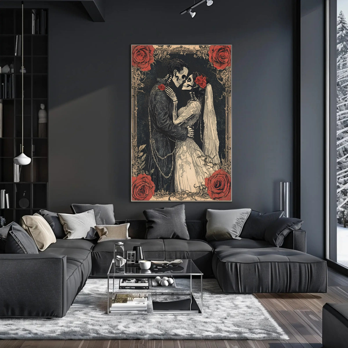 Skeleton Wedding Embrace: Romantic Cultural or Heritage Poster