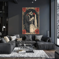 Skeleton Wedding Embrace: Romantic Cultural or Heritage Poster
