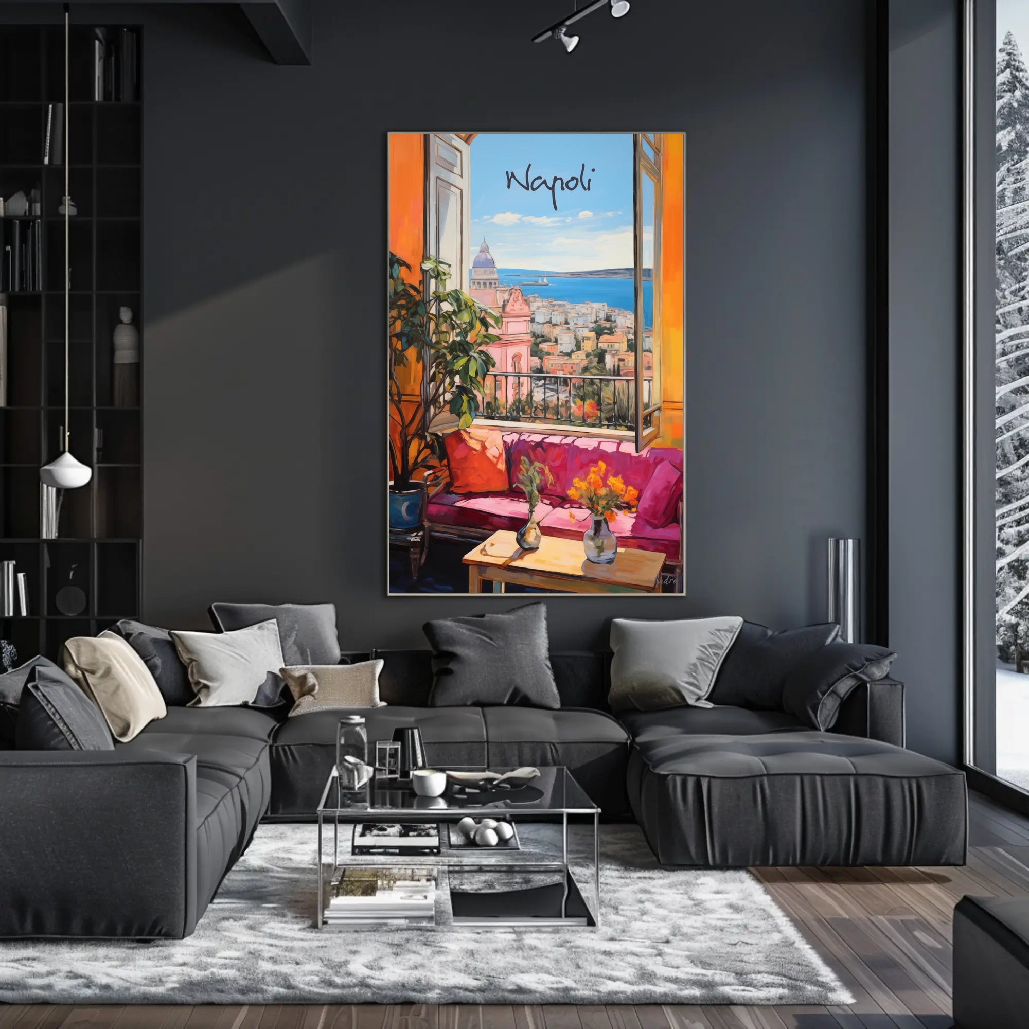 Napoli Scenic View from Open Window Poster