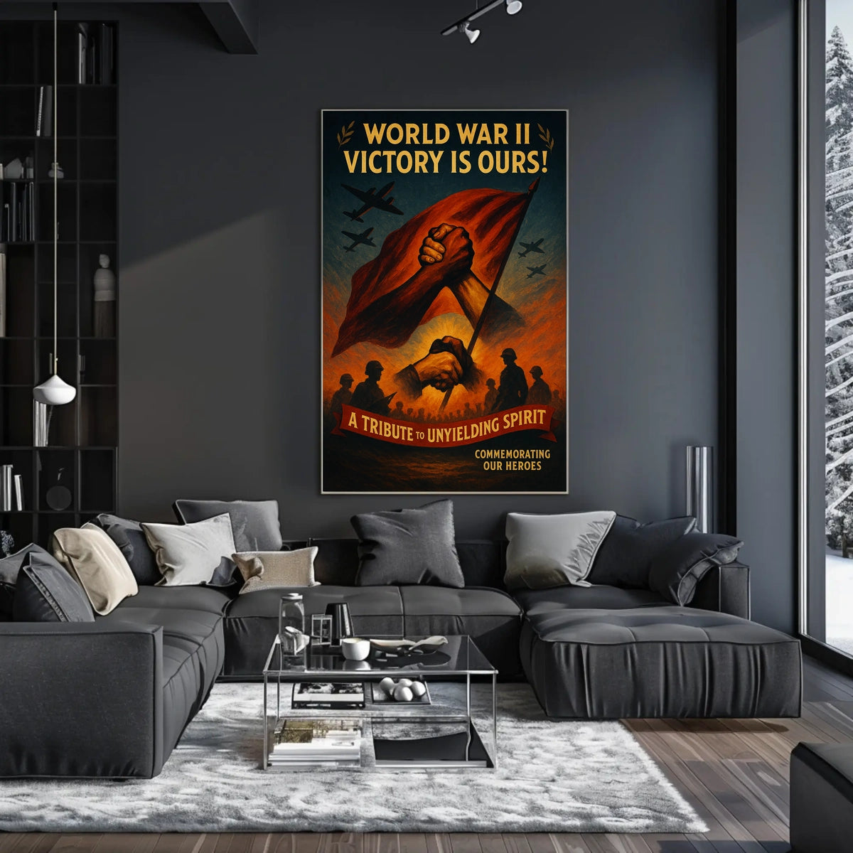 World War II Heroes Commemoration Bold Dramatic Poster