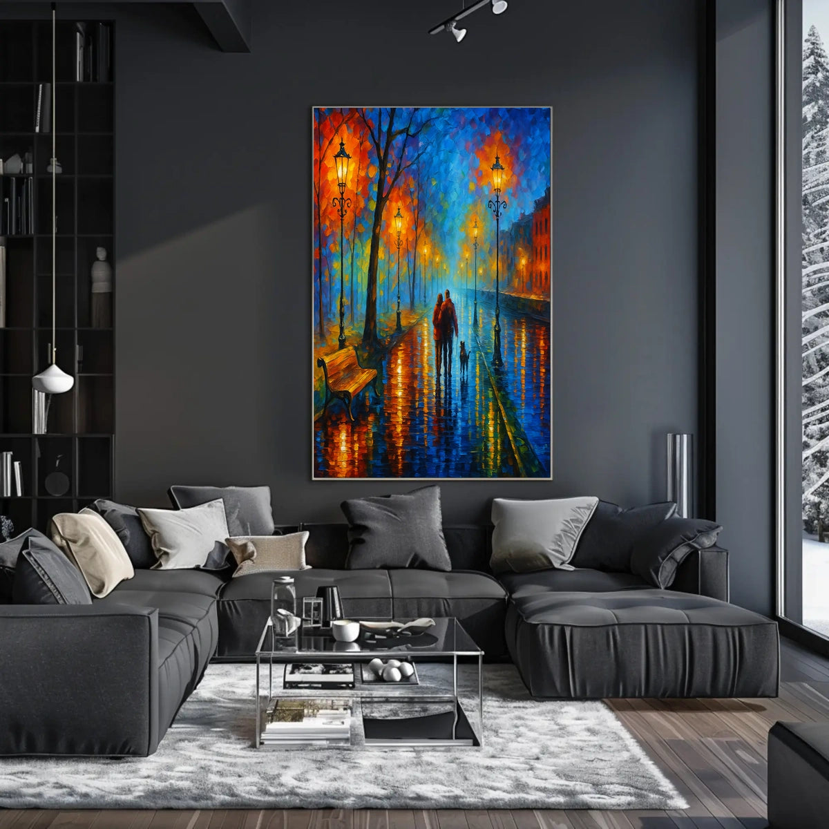 Evening Stroll in a Vibrant Cityscape Poster
