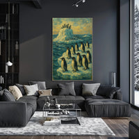 Penguins on Ice: Serene Antarctic Animal Poster