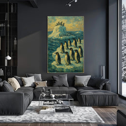 Penguins on Ice: Serene Antarctic Animal Poster