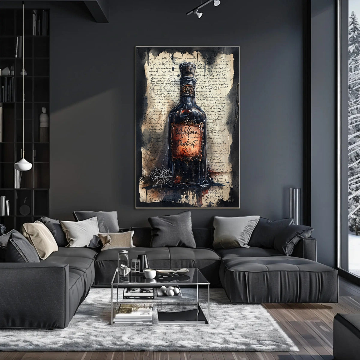 Vintage Dark Glass Bottle Artwork Poster
