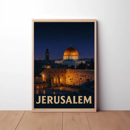 Jerusalem Dome Western Wall Night Sky Poster Poster