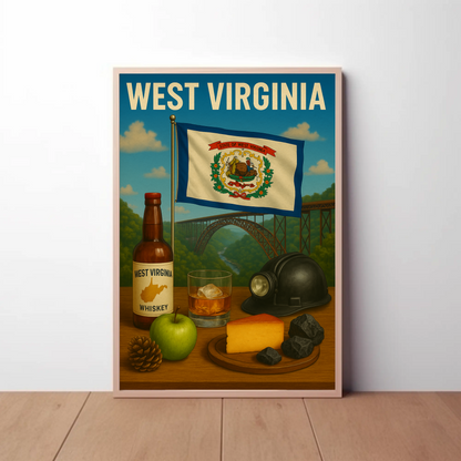 West Virginia Coal Whiskey Cheese Apple Bridge Travel Poster