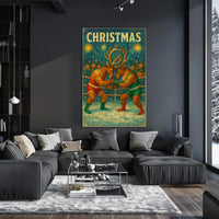 Festive Boxing Reindeer Christmas Whimsical Animal Poster