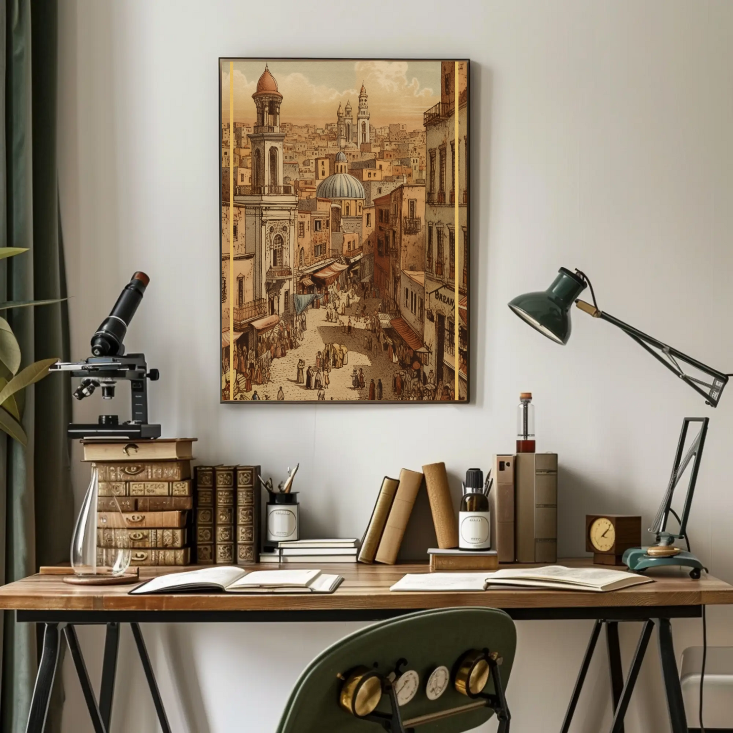 Bustling Middle Eastern Bazaar Vintage Travel Poster