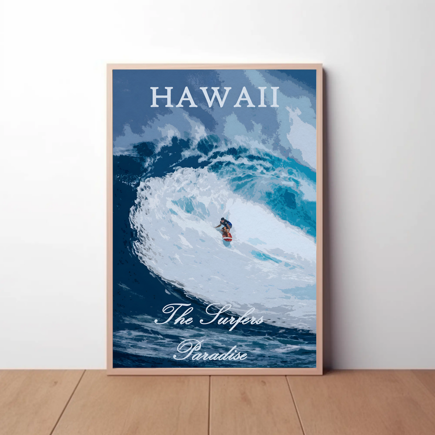 Hawaii Big Wave Surfer Ocean Power Travel Poster