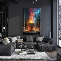 Mystical Chalice with Swirling Flames Fantasy Poster PosterGoat