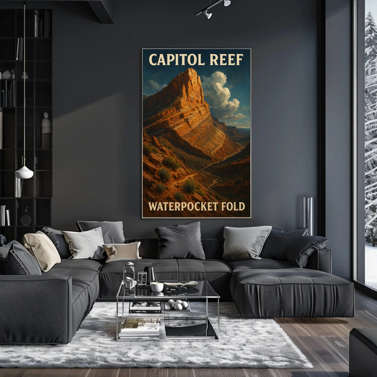 Capitol Reef Waterpocket Fold Scenic National Park Utah Desert Vista Wall Art Print Travel Decor Poster