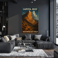 Capitol Reef Waterpocket Fold Scenic National Park Utah Desert Vista Wall Art Print Travel Decor Poster